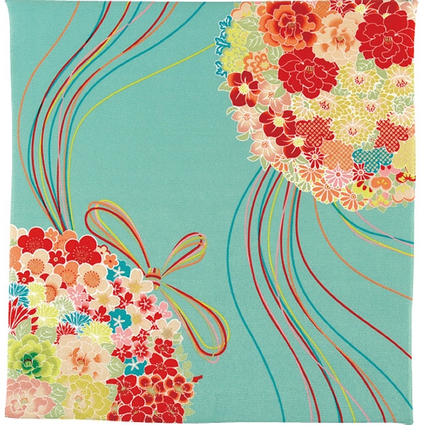 ちりめん風呂敷 薬玉青 ／風呂敷 冠婚葬祭 日用品・ヘルスケア ギフト プレゼント プチギフト 祝い お年賀 御年賀 2026 送料無料 人気 年始挨拶 バレンタイン チョコ 以外 子供 友達