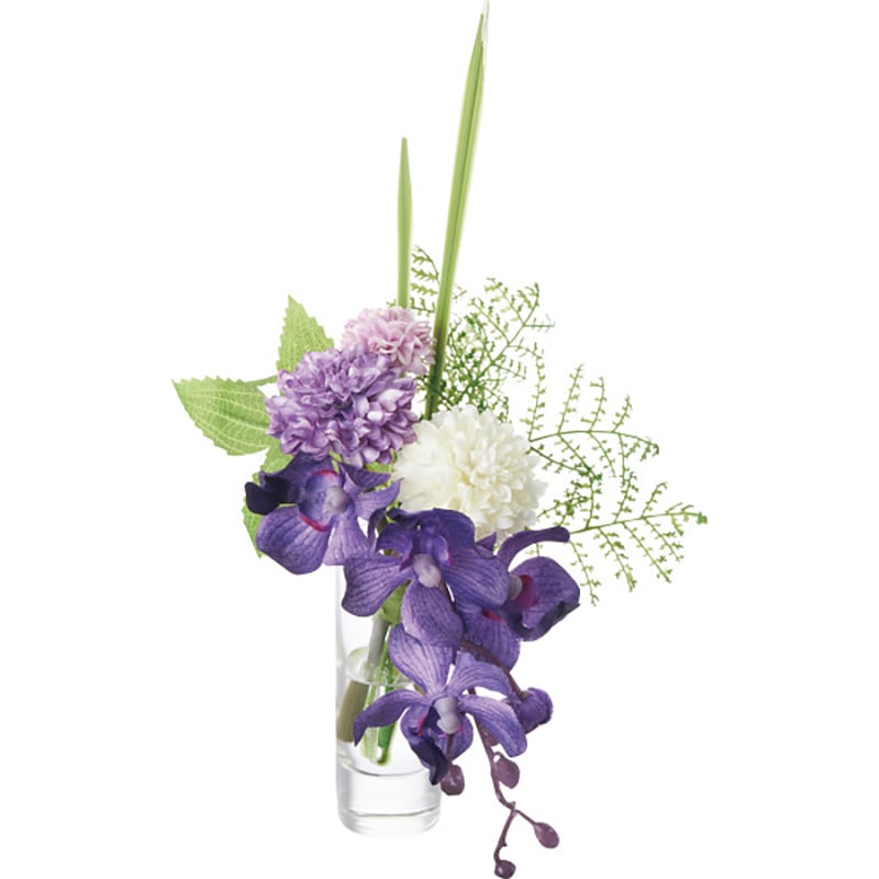 プリマ ガラスウォーター供花 モカラ&マム(造花) パープル /プレゼント ギフト 造花 造花・人工観葉植物 花・観葉植物 ガーデニング・農業 お歳暮 お年賀 クリスマス ギフト