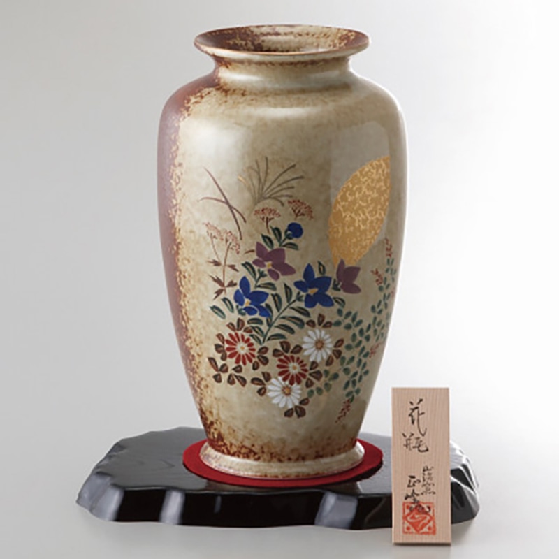 美濃焼 8号壺花瓶 金月秋草 /プレゼント ギフト 花瓶 小物・置物 インテリア 住まい・家具 お歳暮 お年賀 クリスマス ギフト