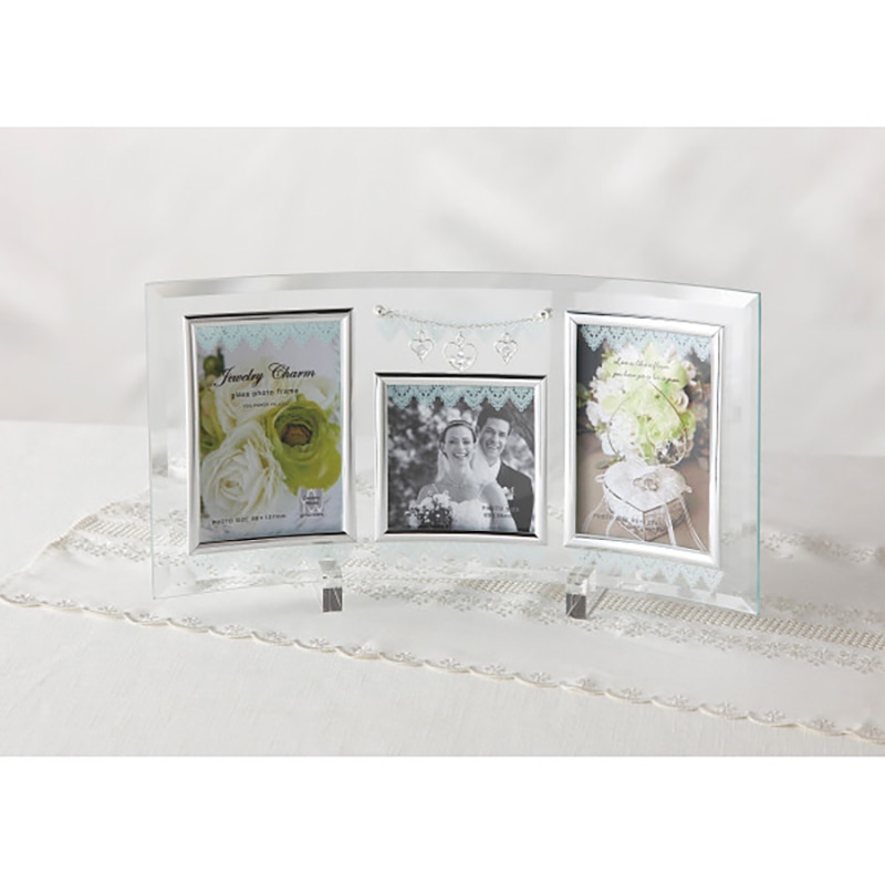 ジュエリーチャーム ガラスフォトフレーム 3窓 /プレゼント ギフト フォトフレーム 小物・置物 インテリア 住まい・家具 お歳暮 お年賀 クリスマス ギフト