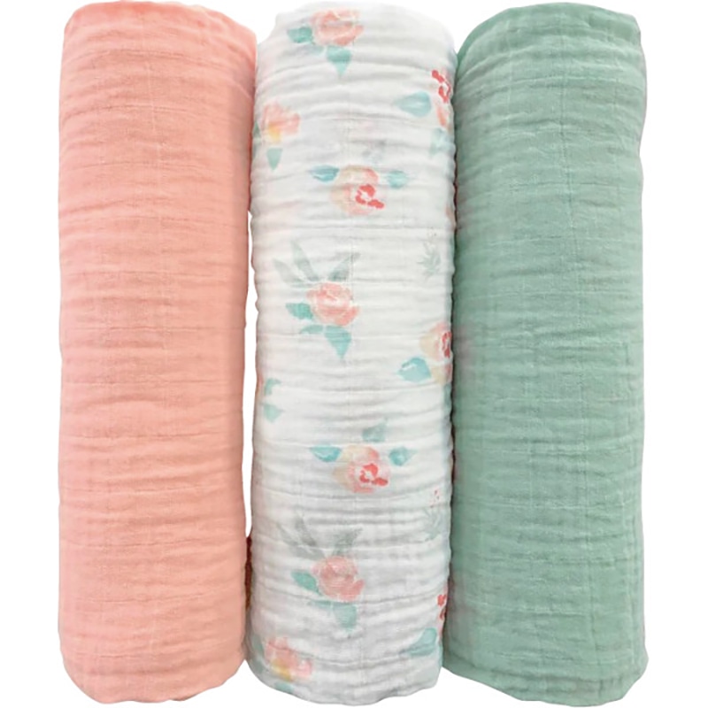 スワドルデザインズ モスリンブランケット3枚セット ピーチピンクフローラル /プレゼント ギフト おくるみ ベビーファッション キッズ・ベビー・マタニティ お歳暮 お年賀 クリスマス ギフト