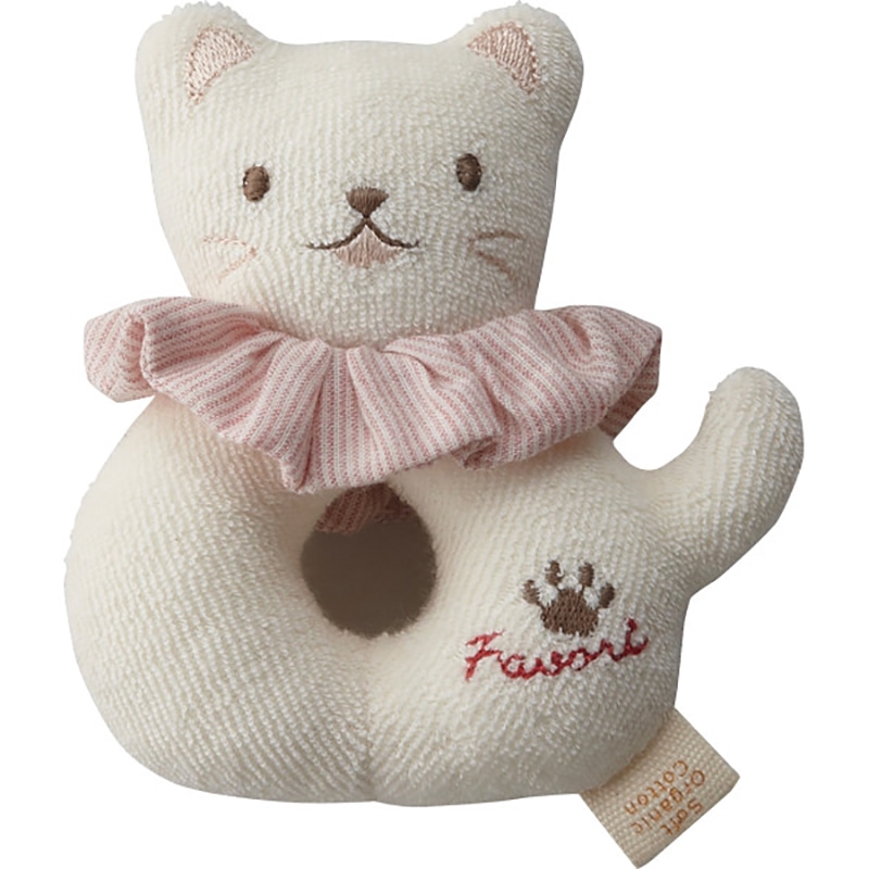 オーガニックリングガラガラ(鈴入り) ネコ /プレゼント ギフト がらがら・ラトル ベビー向けおもちゃ おもちゃ キッズ・ベビー・マタニティ お歳暮 お年賀 クリスマス ギフト