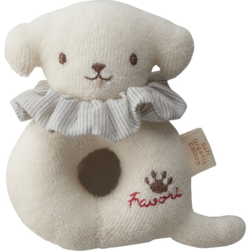 オーガニックリングガラガラ(鈴入り) イヌ /プレゼント ギフト がらがら・ラトル ベビー向けおもちゃ おもちゃ キッズ・ベビー・マタニティ お歳暮 お年賀 クリスマス ギフト