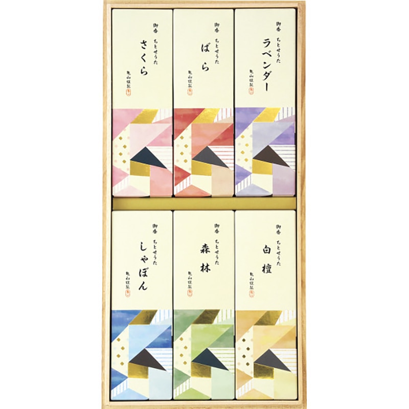 カメヤマ ちとせうた 6種の香り(桐箱入) /プレゼント ギフト 線香 仏壇・仏具・神具 日用品・ヘルスケア お歳暮 お年賀 クリスマス ギフト