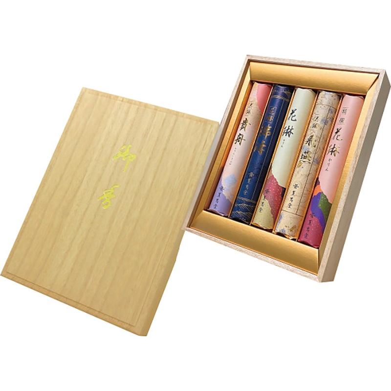 薫寿堂 花琳アソート 短寸5入(桐箱入) /プレゼント ギフト 線香 仏壇・仏具・神具 日用品・ヘルスケア お歳暮 お年賀 クリスマス ギフト