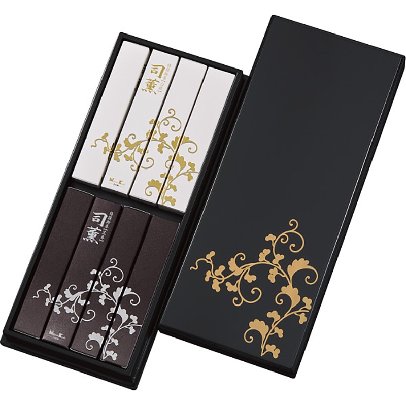 日本香堂 司薫 二種香(白檀・沈香)8箱入(塗箱入) /プレゼント ギフト 線香 仏壇・仏具・神具 日用品・ヘルスケア お歳暮 お年賀 クリスマス ギフト