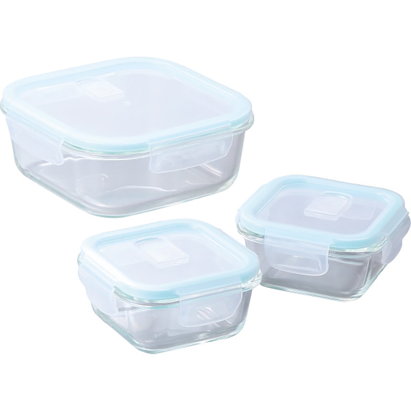 耐熱ガラス容器角型3点セット 大 ／プレゼント ギフト 保存容器・キャニスター 保存容器・調味料入れ キッチン用品 お歳暮 お年賀 クリスマス ギフト