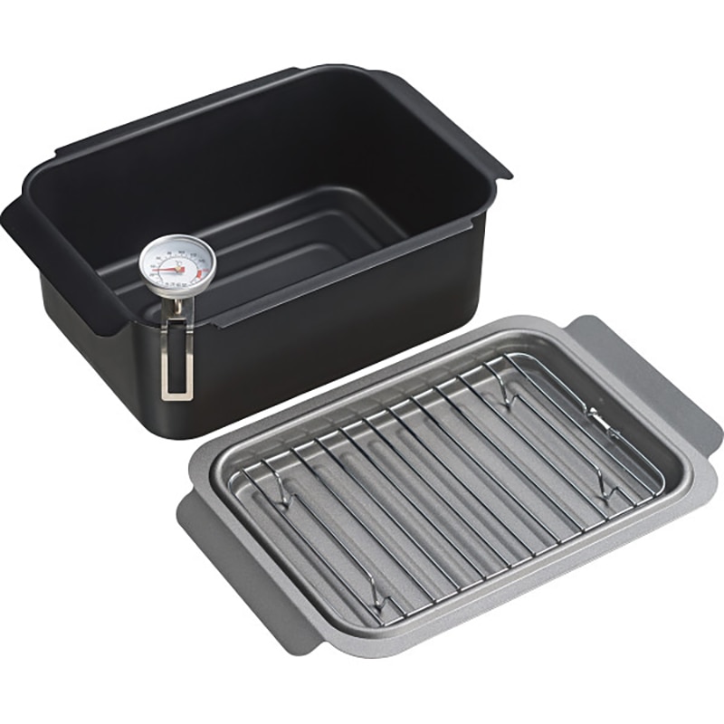 ポコフリット 角型揚げ鍋ワイド(温度計・アミ付) ／プレゼント ギフト 鍋 調理器具 キッチン用品 お歳暮 お年賀 クリスマス ギフト