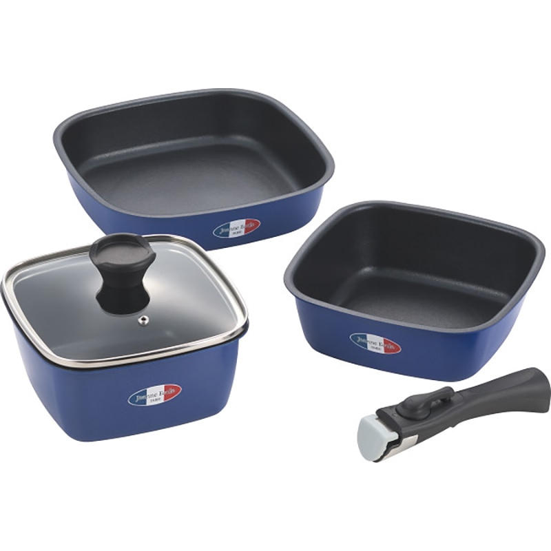 ジャンヌ・エコール 着脱ハンドル角型鍋3点セット ／プレゼント ギフト 鍋 調理器具 キッチン用品 お歳暮 お年賀 クリスマス ギフト