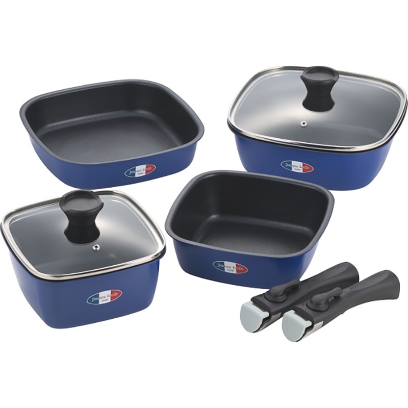 ジャンヌ・エコール 着脱ハンドル角型鍋4点セット ／プレゼント ギフト 鍋 調理器具 キッチン用品 お歳暮 お年賀 クリスマス ギフト