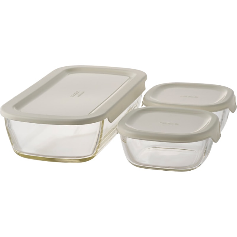 ハリオ スタッキング耐熱ガラスコンテナ3点セット ／プレゼント ギフト 保存容器・キャニスター 保存容器・調味料入れ キッチン用品 お歳暮 お年賀 クリスマス ギフト