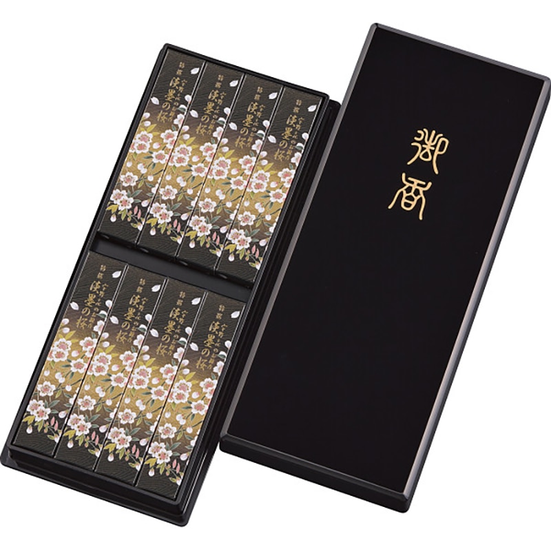 宇野千代のお線香 特撰淡墨の桜 サック8入(塗箱入) /プレゼント ギフト 線香 仏壇・仏具・神具 日用品・ヘルスケア お歳暮 お年賀 クリスマス ギフト