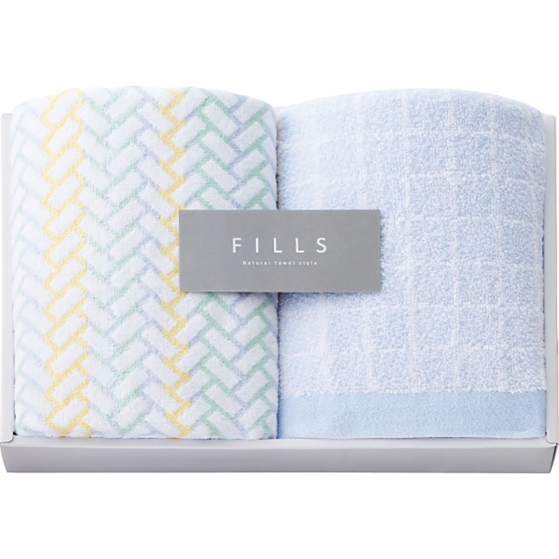 FILLS フェイスタオル2枚セット カラーヘリンボーン×カーブタイル /プレゼント ギフト タオル 日用品・ヘルスケア お歳暮 お年賀 クリスマス ギフト