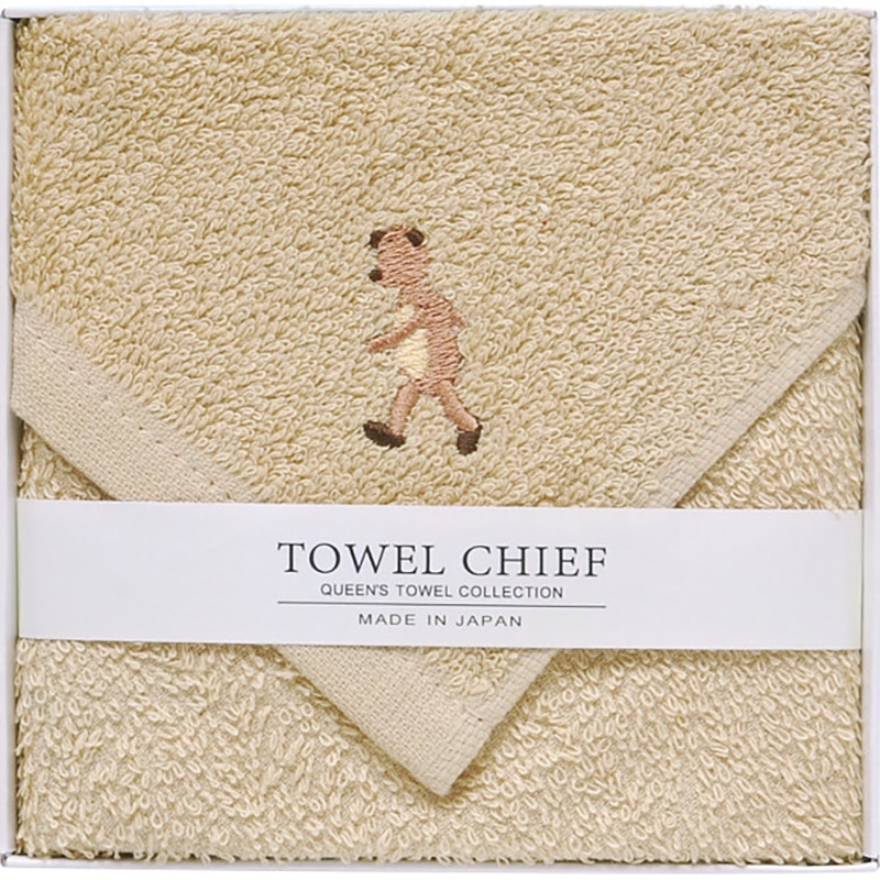 アニマルズかわいい国産大判タオルハンカチ ベージュ ／プレゼント ギフト ハンドタオル ハンカチ・ハンドタオル バッグ・小物・雑貨 ファッション お歳暮 お年賀 クリスマス ギフト