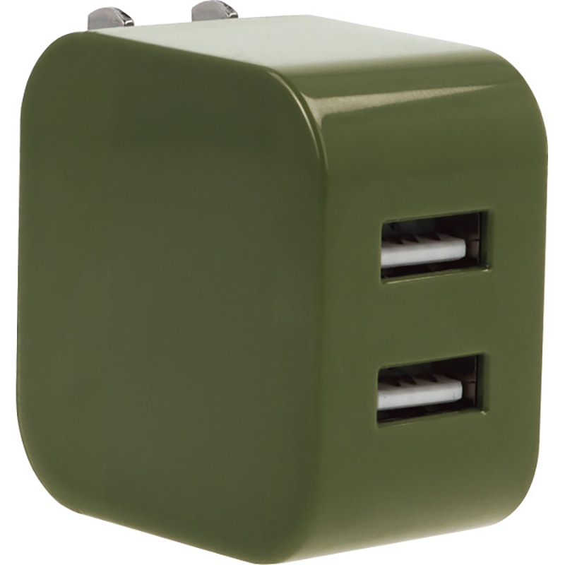 2ポートUSBアダプター(3.4A) オリーブ ／プレゼント ギフト 充電器 電池 家電 お歳暮 お年賀 クリスマス ギフト