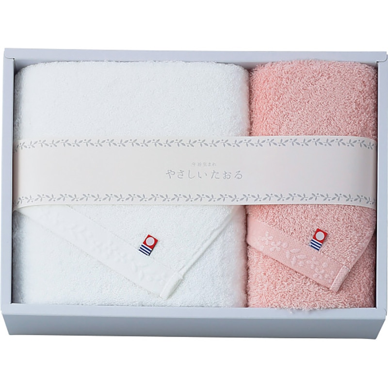 やさしいたおる バス・フェイスタオルセット ピンク /プレゼント ギフト タオル 日用品・ヘルスケア お歳暮 お年賀 クリスマス ギフト