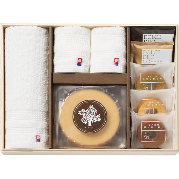 ココロ 今治タオル・バウムクーヘンセット ／タオル 日用品・ヘルスケア ギフト プレゼント プチギフト 祝い お年賀 御年賀 2026 送料無料 人気 年始挨拶 バレンタイン チョコ 以外 子供 友達