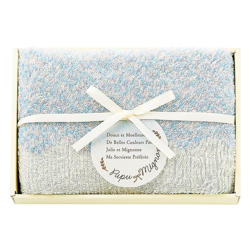 Pupu Mignon(ププ･ミニョン) フェイスタオル ブルー ／タオル 日用品・ヘルスケア ギフト プレゼント プチギフト 祝い バレンタイン チョコ 以外 子供 友達 ホワイトデー お返し 人気 カード