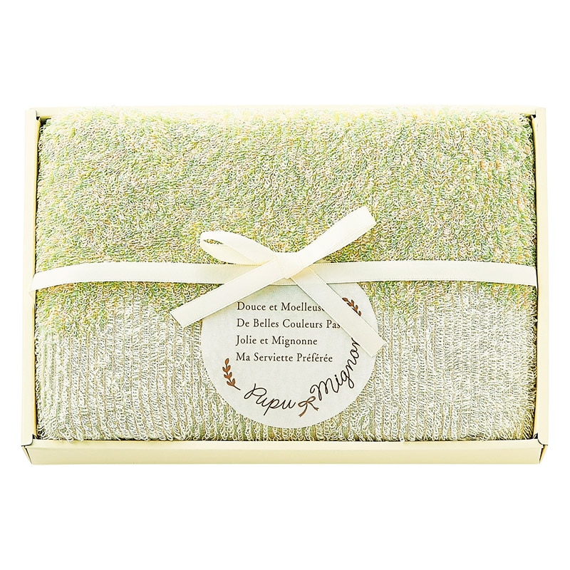 Pupu Mignon(ププ･ミニョン) フェイスタオル グリーン ／タオル 日用品・ヘルスケア ギフト プレゼント プチギフト 祝い バレンタイン チョコ 以外 子供 友達 ホワイトデー お返し 人気 カード