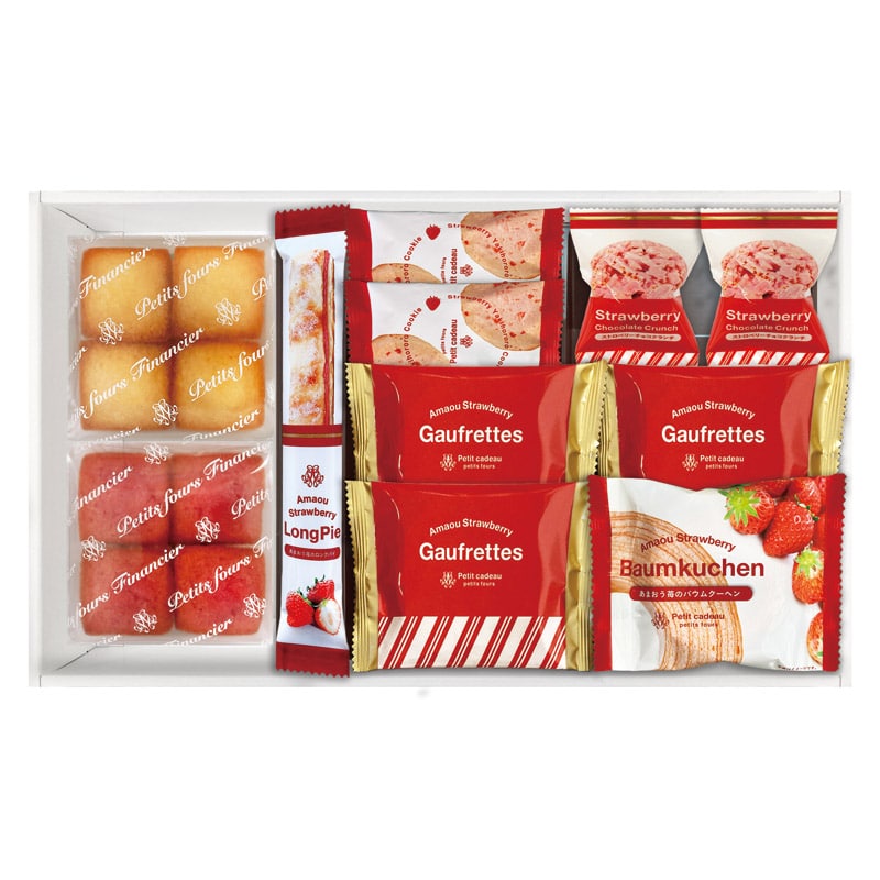 あまおう苺バウムクーヘン&プチガトー ギフトボックス  ／バウムクーヘン クッキー・焼き菓子 スイーツ・お菓子 食品 ギフト プレゼント プチギフト 祝い バレンタイン チョコ 以外 子供 友達 ホワイトデー お返し 人気 カード