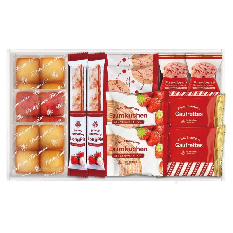 あまおう苺バウムクーヘン&プチガトー ギフトボックス  ／バウムクーヘン クッキー・焼き菓子 スイーツ・お菓子 食品 ギフト プレゼント プチギフト 祝い バレンタイン チョコ 以外 子供 友達 ホワイトデー お返し 人気 カード