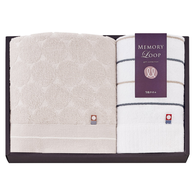今治 メモリーループ フェイスタオル&ウォッシュタオル /タオル 日用品・ヘルスケア ギフト プレゼント プチギフト 祝い バレンタイン チョコ 以外 子供 友達 ホワイトデー お返し 人気 カード