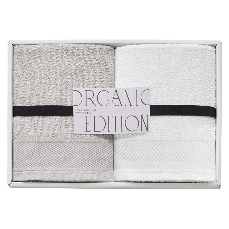 オーガニックエディション オーガニックコットン使用国産フェイスタオル2P  ／タオル 日用品・ヘルスケア ギフト プレゼント プチギフト 祝い バレンタイン チョコ 以外 子供 友達 ホワイトデー お返し 人気 カード