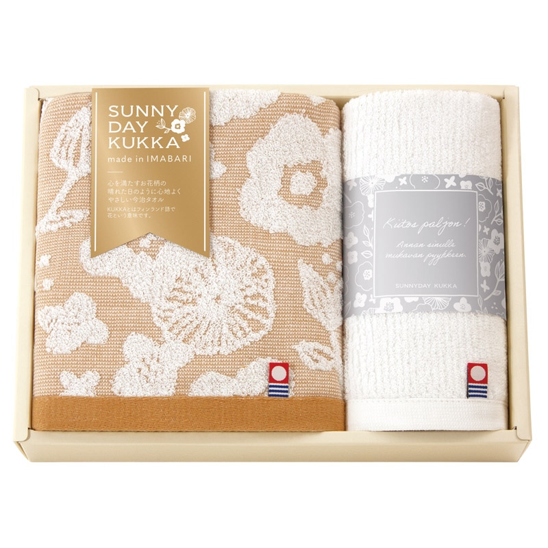 サニーデイクッカ 日本製 愛媛今治 フェイスタオル&ハンドタオル  ／タオル 日用品・ヘルスケア ギフト プレゼント プチギフト 祝い バレンタイン チョコ 以外 子供 友達 ホワイトデー お返し 人気 カード