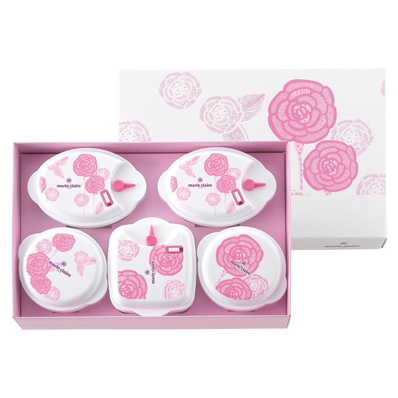 マリ･クレール ローズブルーミング 電子レンジ容器5点セット  ／電子レンジ用調理器具 調理器具 キッチン用品 ギフト プレゼント プチギフト 祝い バレンタイン チョコ 以外 子供 友達 ホワイトデー お返し 人気 カード