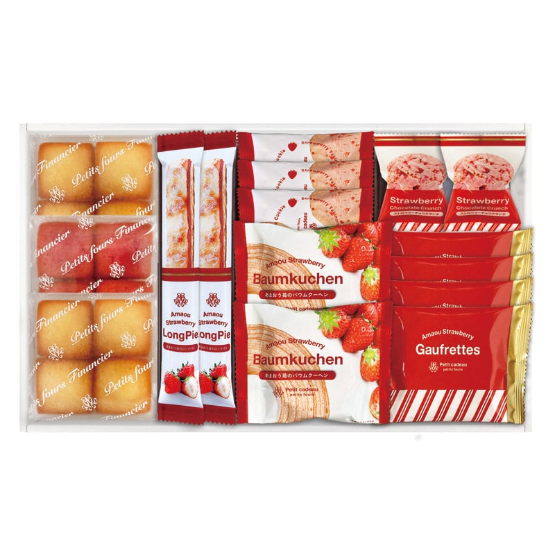 あまおう苺バウムクーヘン&プチガトー ギフトボックス  ／バウムクーヘン クッキー・焼き菓子 スイーツ・お菓子 食品 ギフト プレゼント プチギフト 祝い バレンタイン チョコ 以外 子供 友達 ホワイトデー お返し 人気 カード