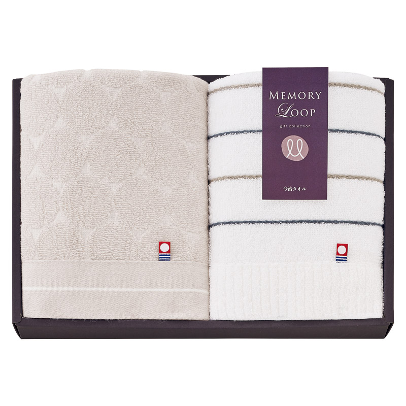 今治 メモリーループ フェイスタオル2P  ／タオル 日用品・ヘルスケア ギフト プレゼント プチギフト 祝い バレンタイン チョコ 以外 子供 友達 ホワイトデー お返し 人気 カード