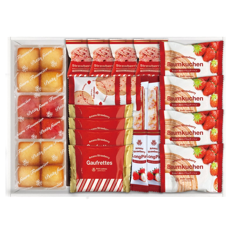 あまおう苺バウムクーヘン&プチガトー ギフトボックス  ／バウムクーヘン クッキー・焼き菓子 スイーツ・お菓子 食品 ギフト プレゼント プチギフト 祝い バレンタイン チョコ 以外 子供 友達 ホワイトデー お返し 人気 カード