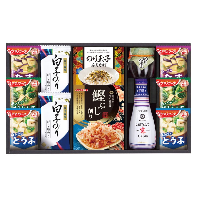 キッコーマン&アマノフーズ食卓詰合せ  ／セット・詰め合わせ 調味料 食品 ギフト プレゼント プチギフト 祝い バレンタイン チョコ 以外 子供 友達 ホワイトデー お返し 人気 カード