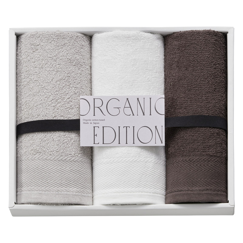オーガニックエディション オーガニックコットン使用国産フェイスタオル3P /タオル 日用品・ヘルスケア ギフト プレゼント プチギフト 祝い バレンタイン チョコ 以外 子供 友達 ホワイトデー お返し 人気 カード