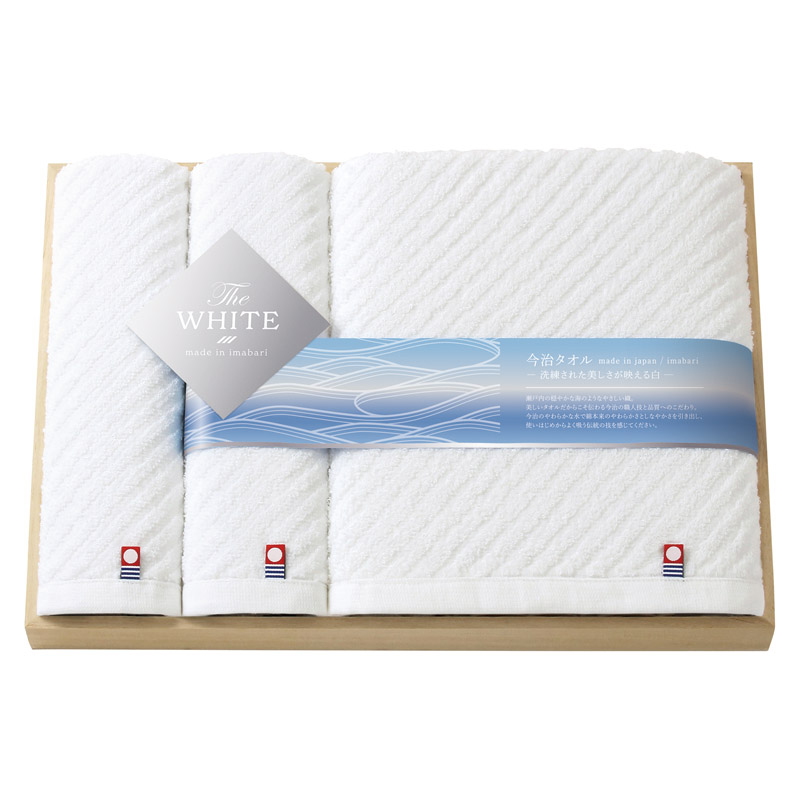 今治 ザ ホワイト 日本製 バスタオル&フェイスタオル2P(木箱入)  ／タオル 日用品・ヘルスケア ギフト プレゼント プチギフト 祝い バレンタイン チョコ 以外 子供 友達 ホワイトデー お返し 人気 カード