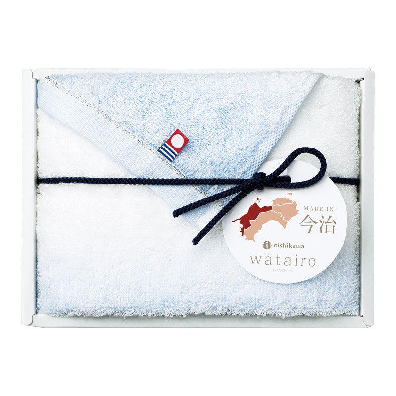 わたいろ nishikawa今治タオル フェイスタオル ブルー ／タオル 日用品・ヘルスケア ギフト プレゼント プチギフト 祝い バレンタイン チョコ 以外 子供 友達 ホワイトデー お返し 人気 カード
