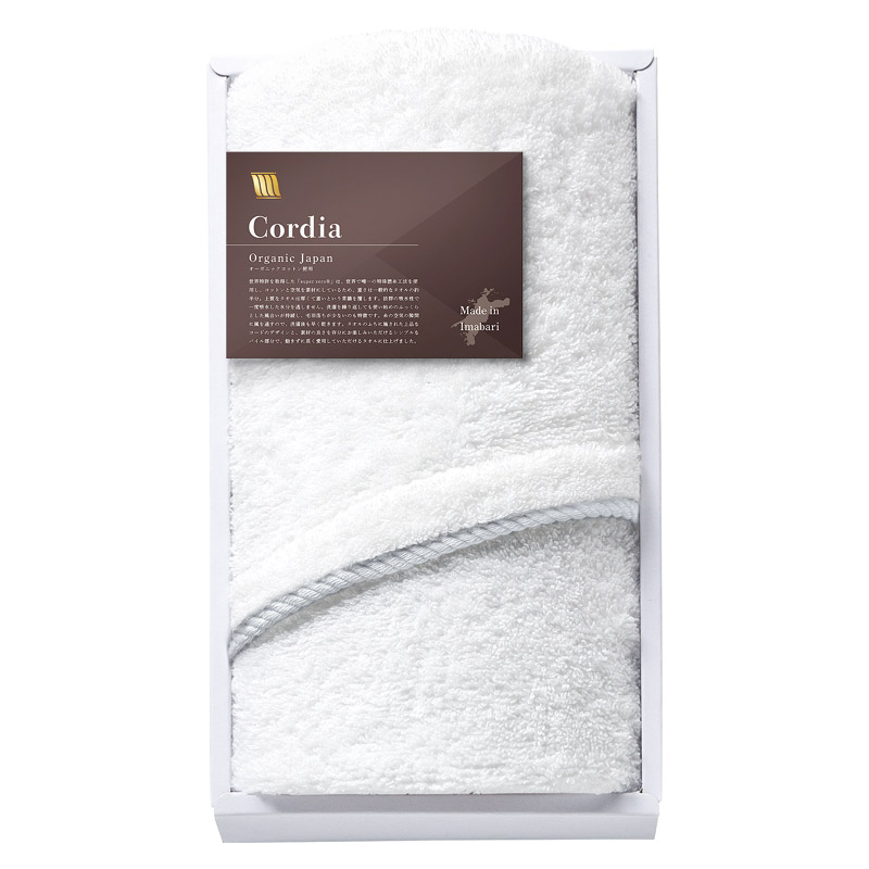 オーガニックジャパン Cordia フェイスタオル ホワイト ／タオル 日用品・ヘルスケア ギフト プレゼント プチギフト 祝い バレンタイン チョコ 以外 子供 友達 ホワイトデー お返し 人気 カード