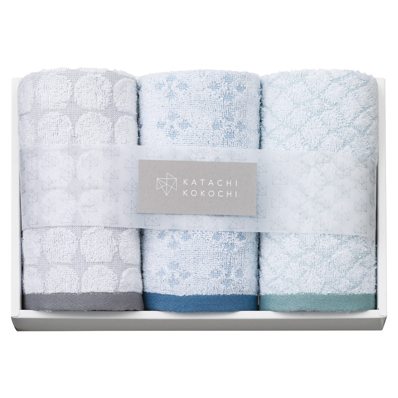 KATACHI KOKOCHI(カタチココチ) フェイスタオル3P  ／タオル 日用品・ヘルスケア ギフト プレゼント プチギフト 祝い バレンタイン チョコ 以外 子供 友達 ホワイトデー お返し 人気 カード