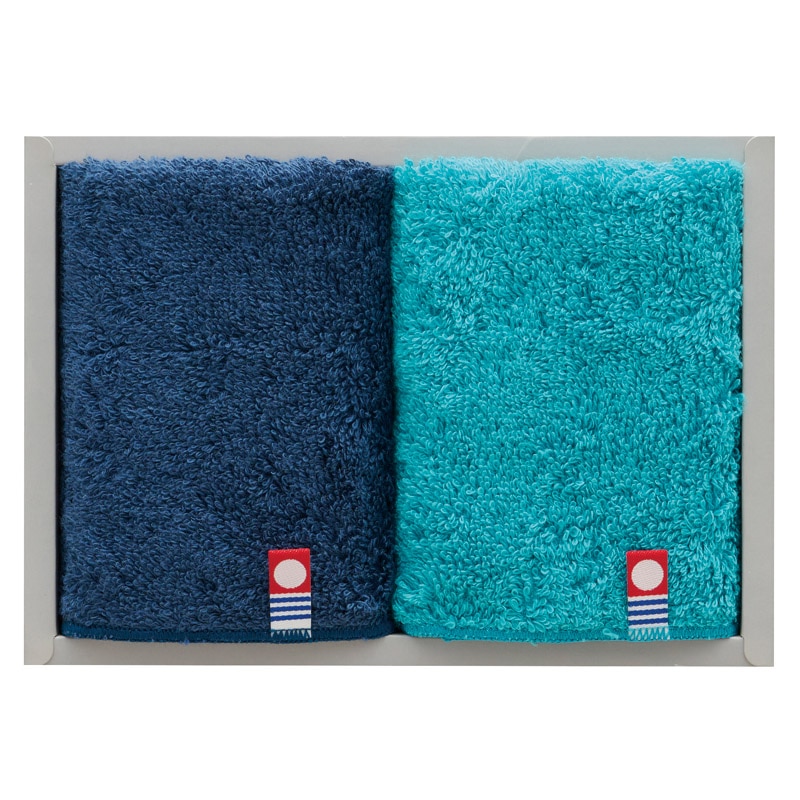 今治タオル グレース フェルガナタオルハンカチ2P ブルーxネイビー ／タオル 日用品・ヘルスケア ギフト プレゼント プチギフト 祝い バレンタイン チョコ 以外 子供 友達 ホワイトデー お返し 人気 カード