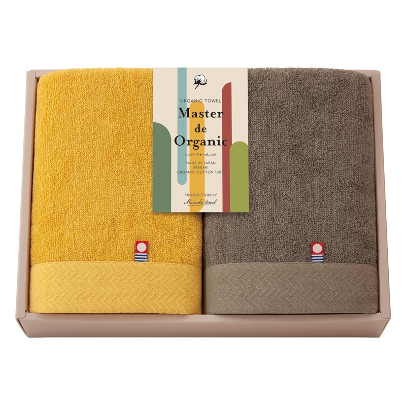 マスタードオーガニック 日本製 愛媛今治 オーガニックフェイスタオル2P  ／タオル 日用品・ヘルスケア ギフト プレゼント プチギフト 祝い バレンタイン チョコ 以外 子供 友達 ホワイトデー お返し 人気 カード
