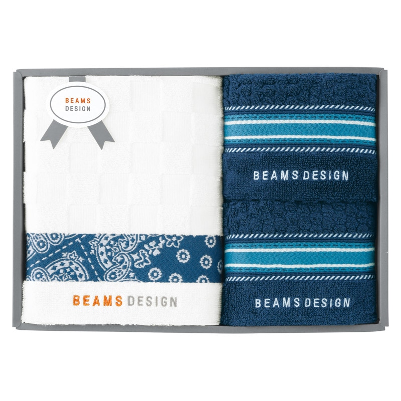 BEAMS DESIGN チェッカーバンダナ バスタオル&フェイスタオル2P ネイビーブルー ／タオル 日用品・ヘルスケア ギフト プレゼント プチギフト 祝い バレンタイン チョコ 以外 子供 友達 ホワイトデー お返し 人気 カード