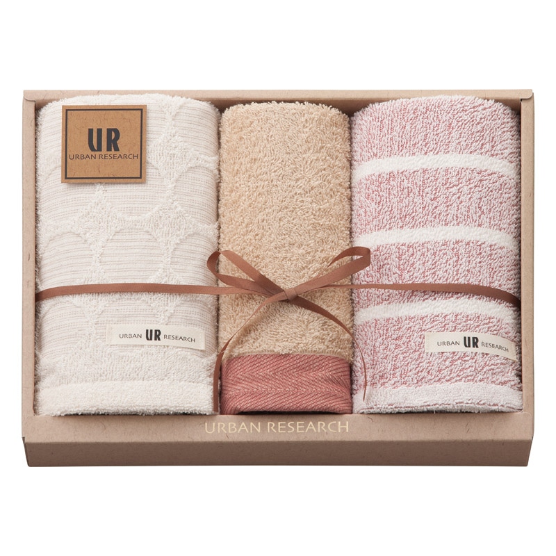 アーバンリサーチ フェイスタオル2P&ウォッシュタオル レッド ／タオル 日用品・ヘルスケア ギフト プレゼント プチギフト 祝い バレンタイン チョコ 以外 子供 友達 ホワイトデー お返し 人気 カード
