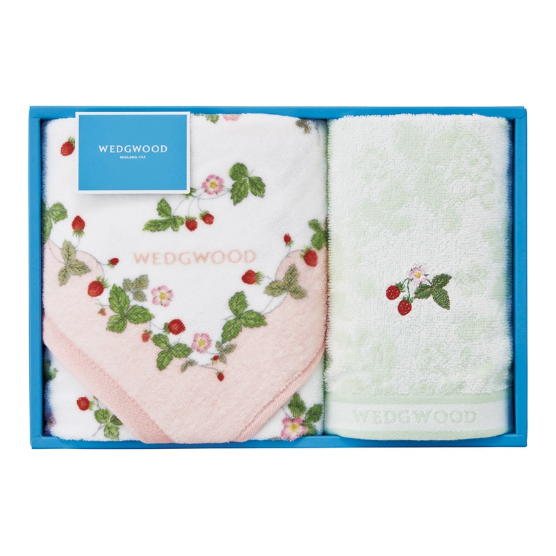 ウェッジウッド ワイルドストロベリー フェイスタオル&ウォッシュタオル ピンク ／タオル 日用品・ヘルスケア ギフト プレゼント プチギフト 祝い バレンタイン チョコ 以外 子供 友達 ホワイトデー お返し 人気 カード
