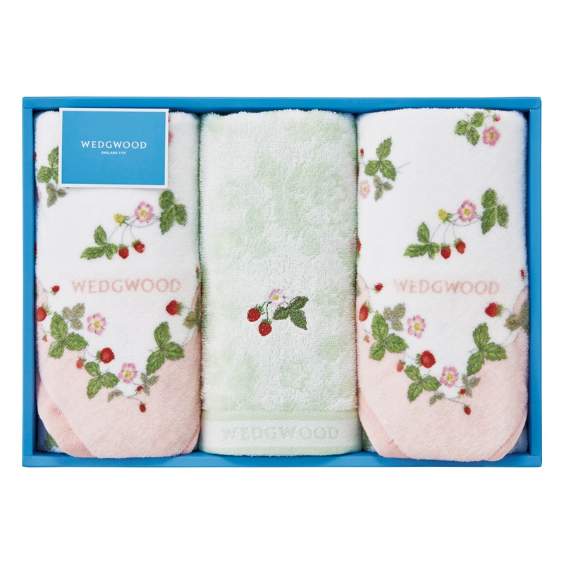 ウェッジウッド ワイルドストロベリー フェイスタオル3P ピンク ／タオル 日用品・ヘルスケア ギフト プレゼント プチギフト 祝い バレンタイン チョコ 以外 子供 友達 ホワイトデー お返し 人気 カード