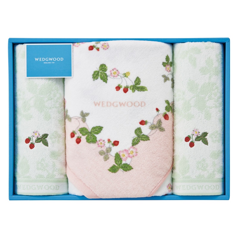 ウェッジウッド ワイルドストロベリー バスタオル&フェイスタオル2P ピンク ／タオル 日用品・ヘルスケア ギフト プレゼント プチギフト 祝い バレンタイン チョコ 以外 子供 友達 ホワイトデー お返し 人気 カード
