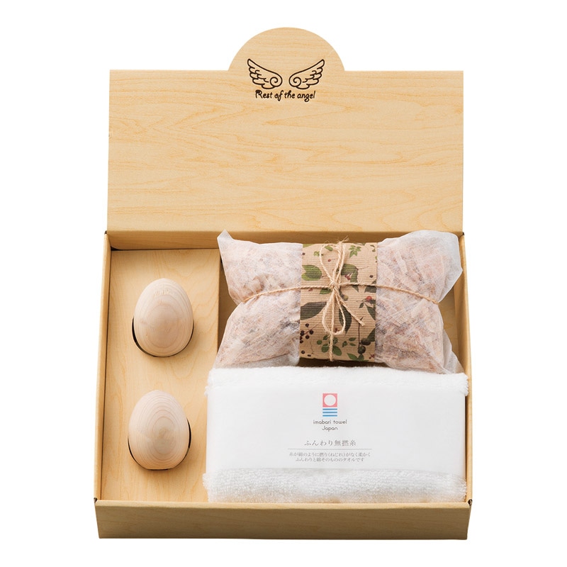 天使の休息 癒しセット  ／タオル 日用品・ヘルスケア ギフト プレゼント プチギフト 祝い バレンタイン チョコ 以外 子供 友達 ホワイトデー お返し 人気 カード