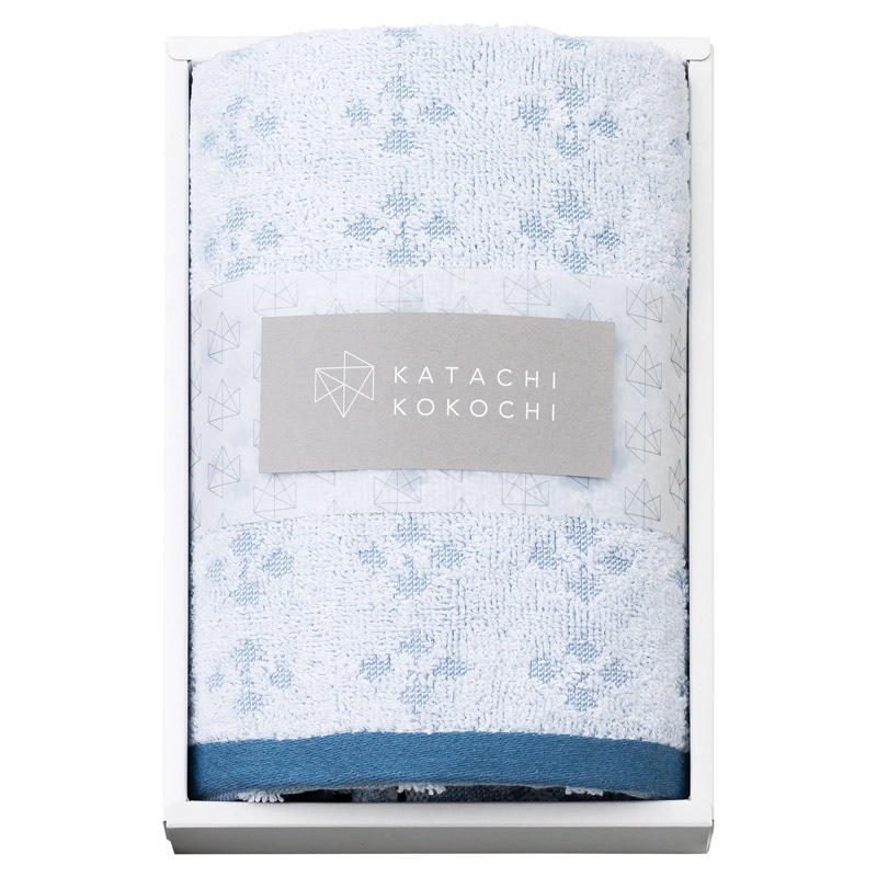 KATACHI KOKOCHI(カタチココチ) フェイスタオル ブルー ／タオル 日用品・ヘルスケア ギフト プレゼント プチギフト 祝い バレンタイン チョコ 以外 子供 友達 ホワイトデー お返し 人気 カード