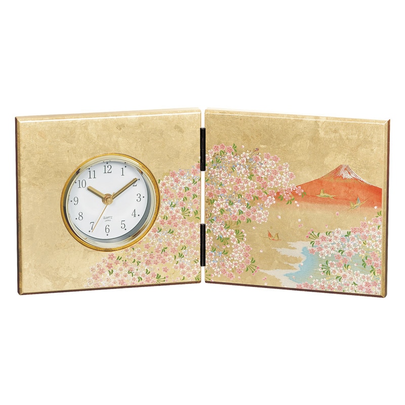 加賀箔 屏風時計 華富士  ／置き時計 置き時計・掛け時計 インテリア 住まい・家具 ギフト プレゼント プチギフト 祝い バレンタイン チョコ 以外 子供 友達 ホワイトデー お返し 人気 カード