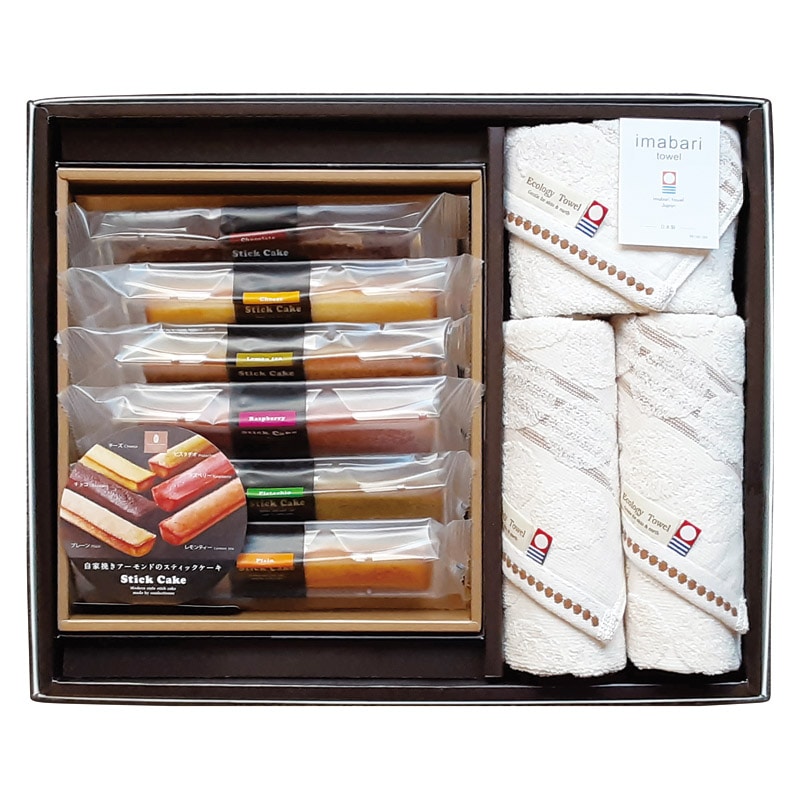 今治タオル&スイーツ グリーンモードエコドットタオル&スティックケーキギフト  ／各種洋菓子セット 洋菓子 スイーツ・お菓子 食品 ギフト プレゼント プチギフト 祝い バレンタイン チョコ 以外 子供 友達 ホワイトデー お返し 人気 カード