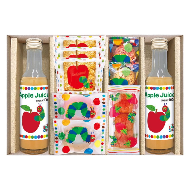 はらぺこあおむし アップルジュース&しっとりドーナツ スイーツセット  ／各種洋菓子セット 洋菓子 スイーツ・お菓子 食品 ギフト プレゼント プチギフト 祝い バレンタイン チョコ 以外 子供 友達 ホワイトデー お返し 人気 カード